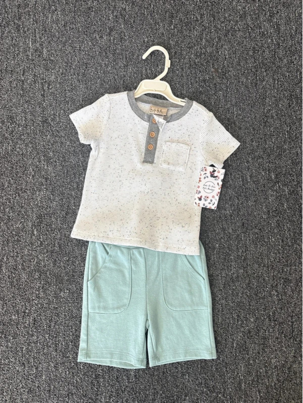 NWT Boys 12 mth short set mint grey